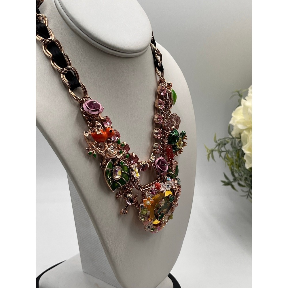 Betsey Johnson Vintage Walk In The Park Koi Pond Heart Cloud Frog Lily Necklace - Picture 8 of 12